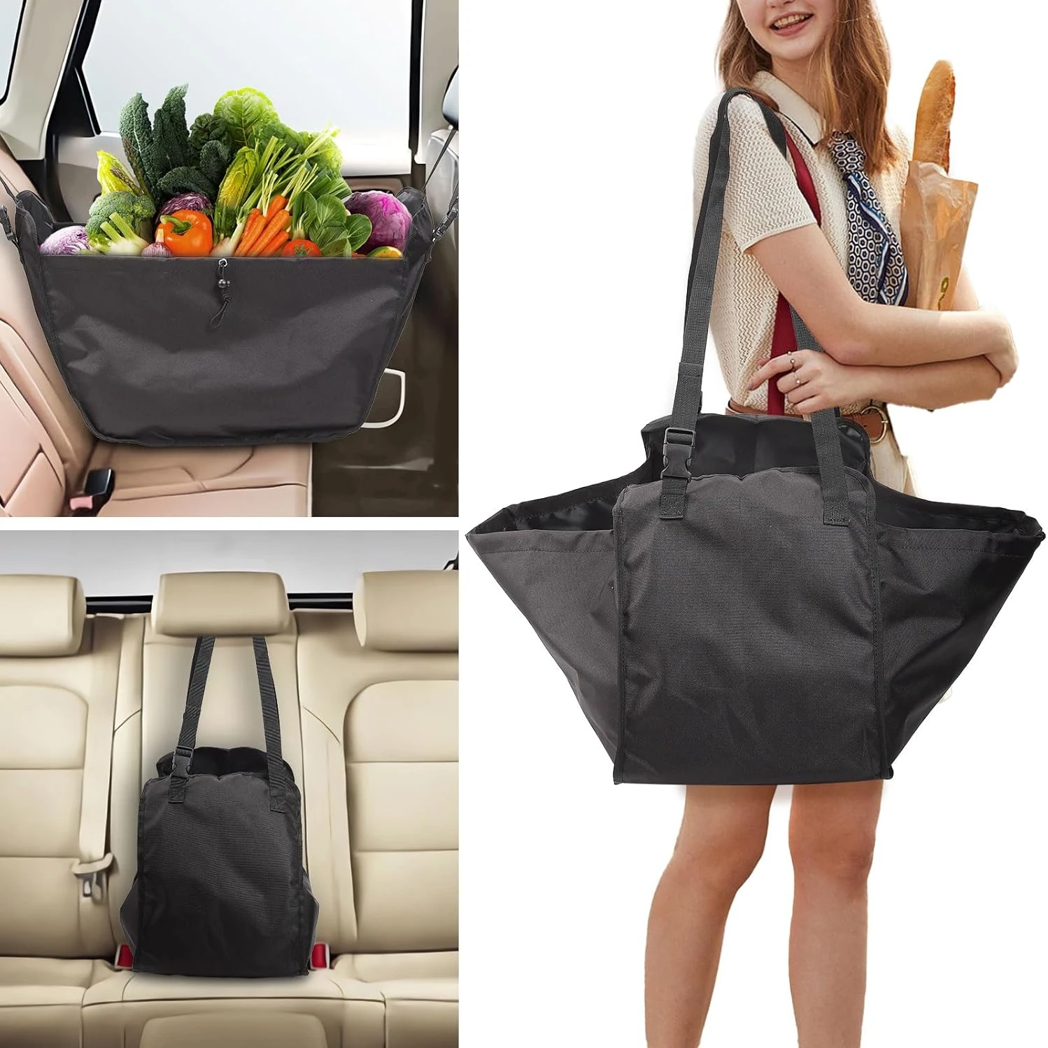 sac de rangement pour siège passager de grande capacité, fourre tout portable et pliable, pour faire du shopping, initié
