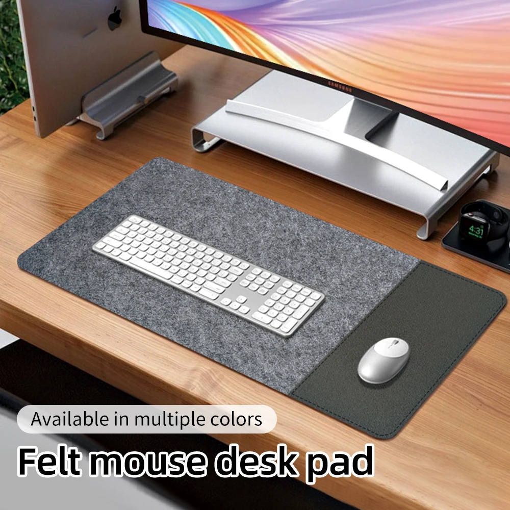 tapis de protection de bureau de grande taille 80x40, feutre de laine et cuir, tapis de souris 2 en 1, coussin pour ordinateur portable, tapis de clavier antidérapant, accessoires