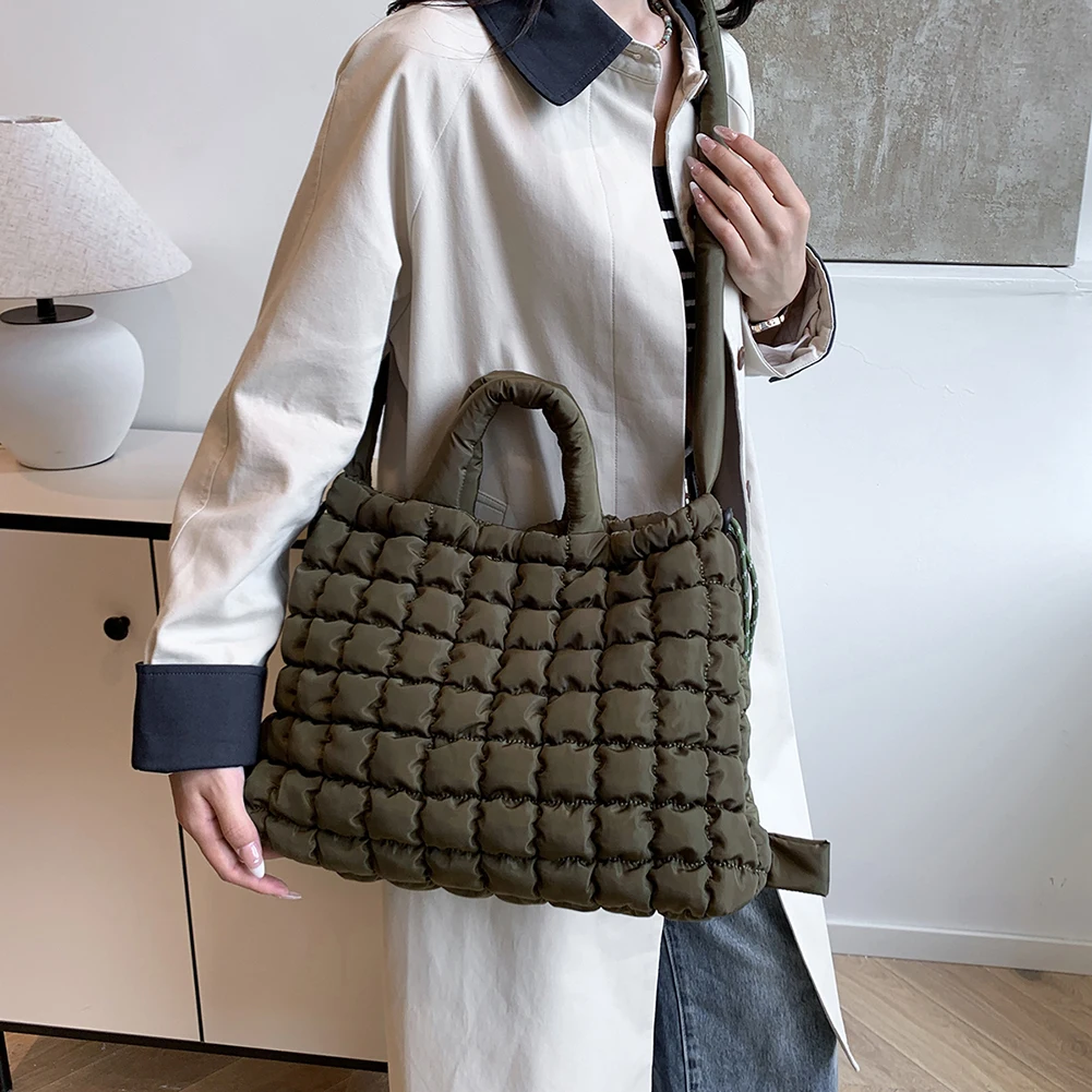 sac fourre tout matelassé pour femme, rembourré, initié, multi poches, sac à bandoulière, sac à main cartable, travail, voyage