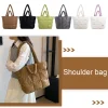 Sac à main matelassé en coton rembourré pour femme, sac à carreaux solide, grande capacité, sac pour document, doux, femme, automne, hiver Sac à main matelassé en coton rembourré pour femme, sac à carreaux solide, grande capacité, sac pour document, doux, femme, automne, hiver