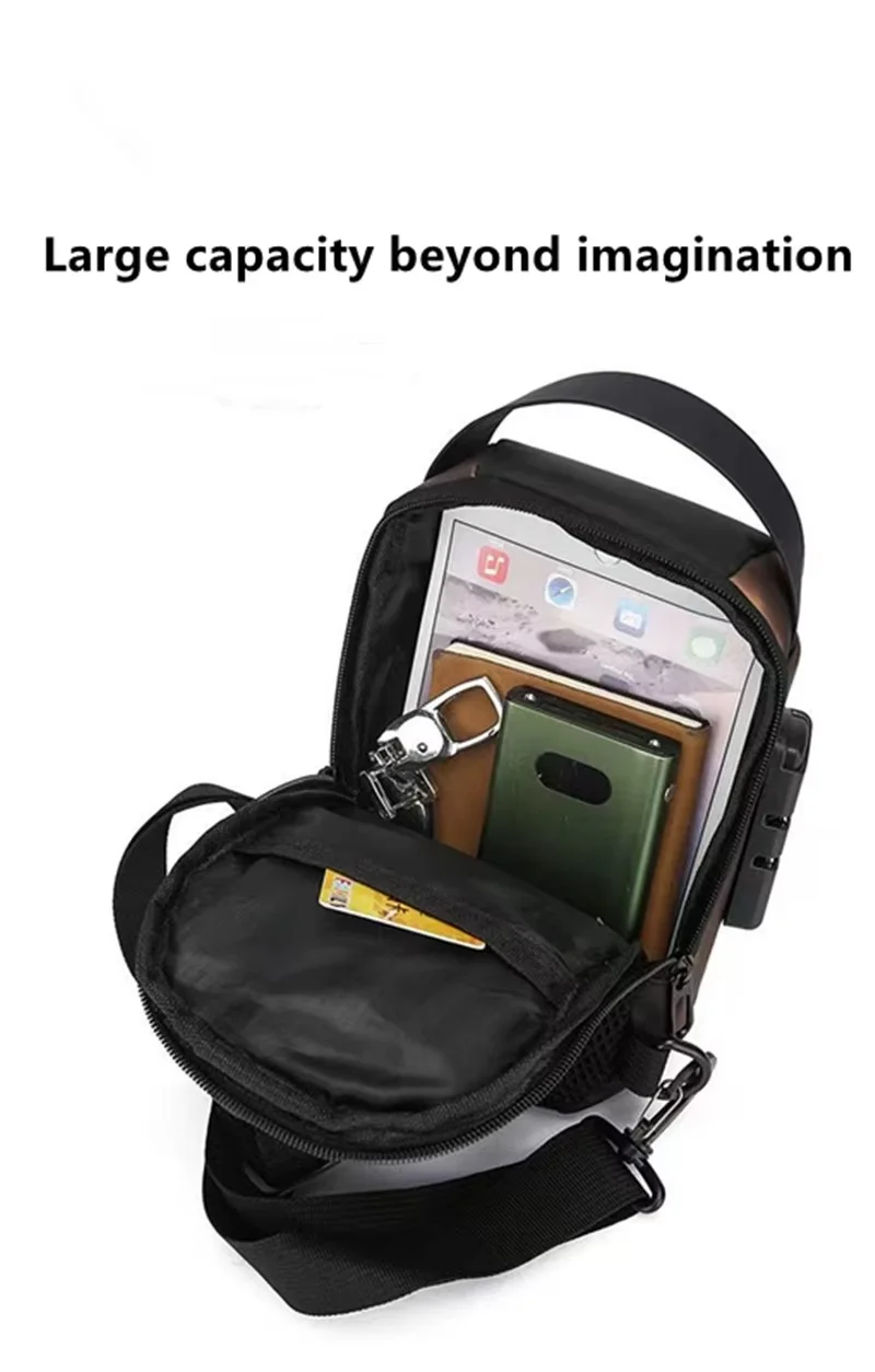 sac à bandoulière élégant pour hommes – tissu oxford durable, sac de poitrine à bandoulière avec poche pour téléphone, fermeture