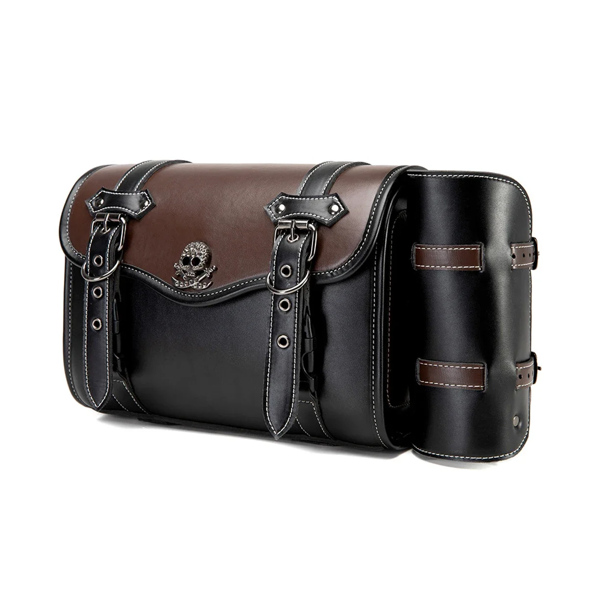 sac de selle de moto en pu, 1 pièce, sac à outils pour bagages latéraux modifiés, grande capacité, punk knight, accessoires de moto, sac suspendu à rabat