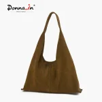 Matna-Sac en daim véritable, cuir de vache naturel, grand croissant, sacs fourre-tout décontractés, mode trajet domicile-travail, initié par Hobo