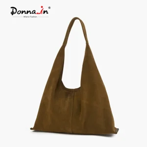 Matna-Sac en daim véritable, cuir de vache naturel, grand croissant, sacs fourre-tout décontractés, mode trajet domicile-travail, initié par Hobo