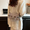 sac cartable élégant pour femmes, en cuir pu structuré, couleur classique avec boucle décorative, sangle réglable pour le travail
