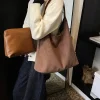 sac à bandoulière en daim pour femmes, rétro, simple, grande capacité, tendance, travail hobo, couleur unie, vintage, sac à poignée supérieure