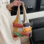 LEFTSIDE – sac Hobo en tricot Design poisson, sac à main tissé, sac à bandoulière de plage, sac à main de voyage de vacances, sac de Shopping pour femmes