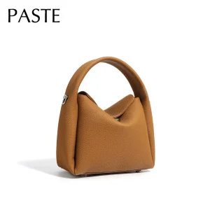 Petit Sac à Main en Cuir de Vache pour Femme, Fourre-Tout en Forme de Boîte à Déjeuner, Hobo XVI, Caramel, Loisirs, Nouvelle Collection Automne