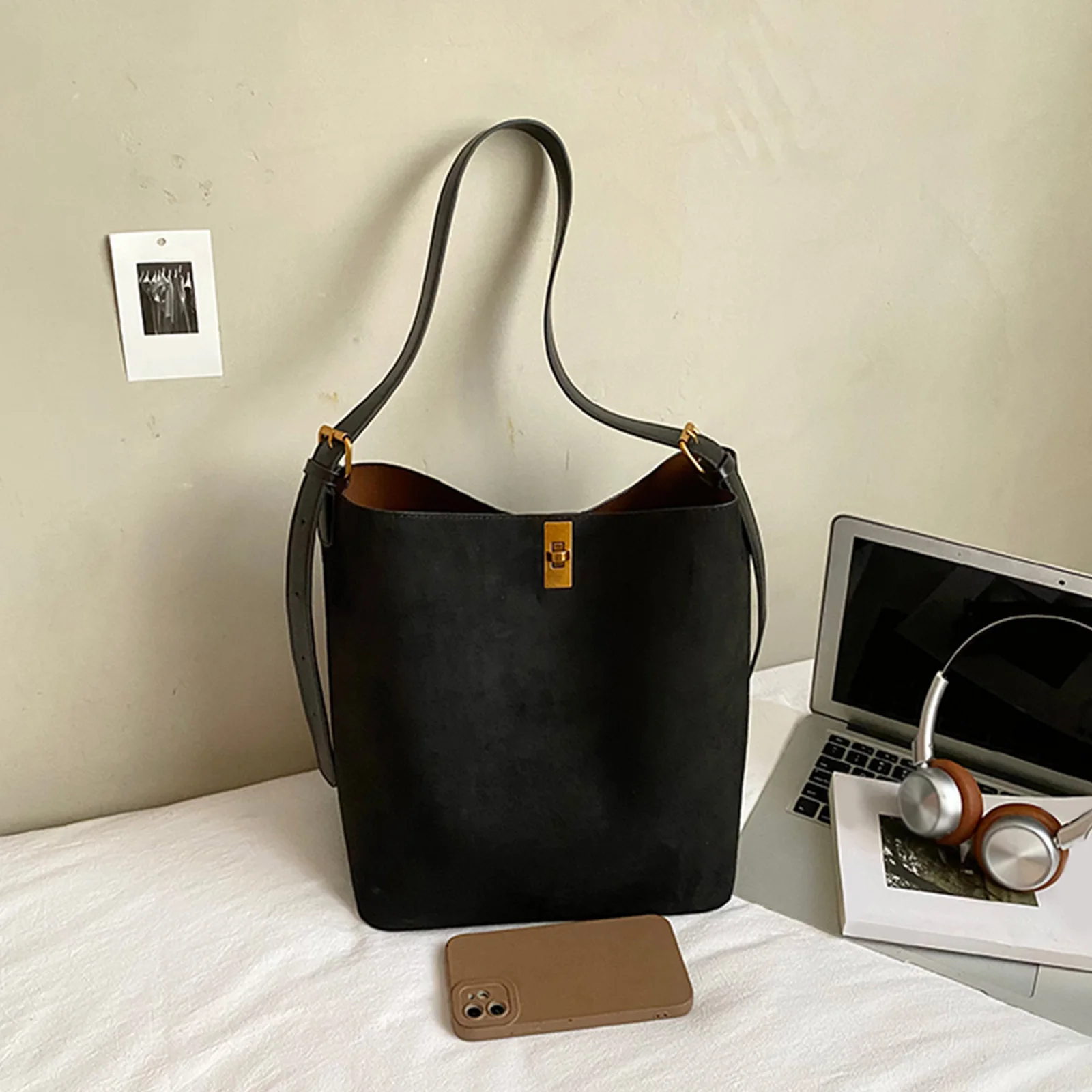 sac à main hobo en faux daim pour femmes, sac à bandoulière de couleur unie, sac à main pour voyage, shopping, usage quotidien, automne hiver