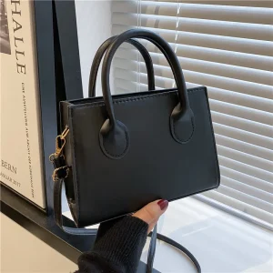 Elegant Black Handbag with Dual Handles, Chic Crossbody Bag, Retro Stylish Tote Small Bag for Women Girls Daily Use, Work, Party Elegant Black Handbag with Dual Handles, Chic Crossbody Bag, Retro Stylish Tote Small Bag for Women Girls Daily Use, Work, Party