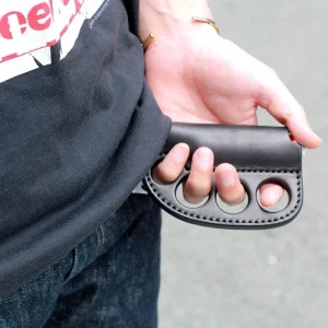 Étui en cuir PU de stockage de briquet d&rsquo;auto-défense de Camping en plein air, cadeaux de porte-clés de combat polyvalents portables
