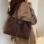 Sac fourre-tout vintage pour femme |   Cuir PU léger de couleur unie |   Grand sac avec fermeture à glissière pour les déplacements quotidiensShopping