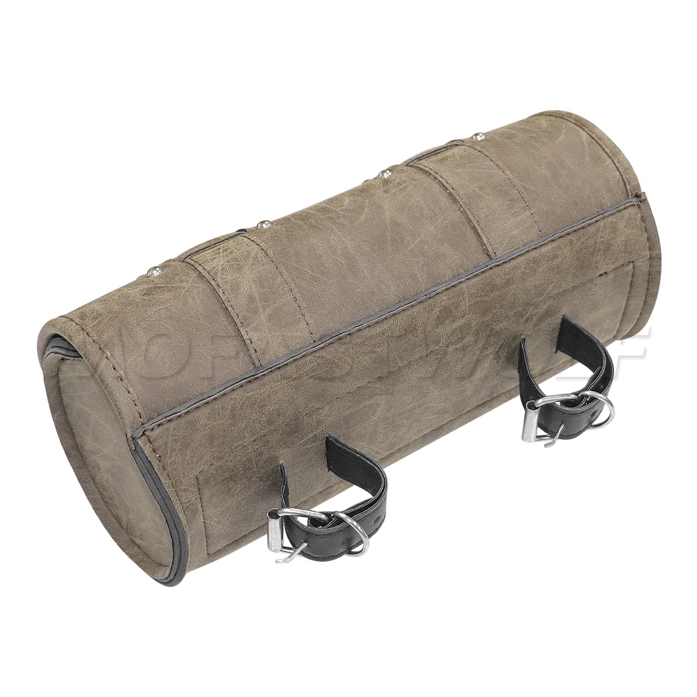 sac de selle étanche en cuir pu, rangement de bagages multifonctionnel, barre de guidon de moto, sac suspendu de selle avant, accessoires