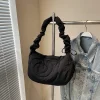 Sac cartable froncé pour femmes, sac à bandoulière plissé de couleur unie, sangle réglable, sac à bandoulière Simple, sac de rencontre pour filles Sac cartable froncé pour femmes, sac à bandoulière plissé de couleur unie, sangle réglable, sac à bandoulière Simple, sac de rencontre pour filles
