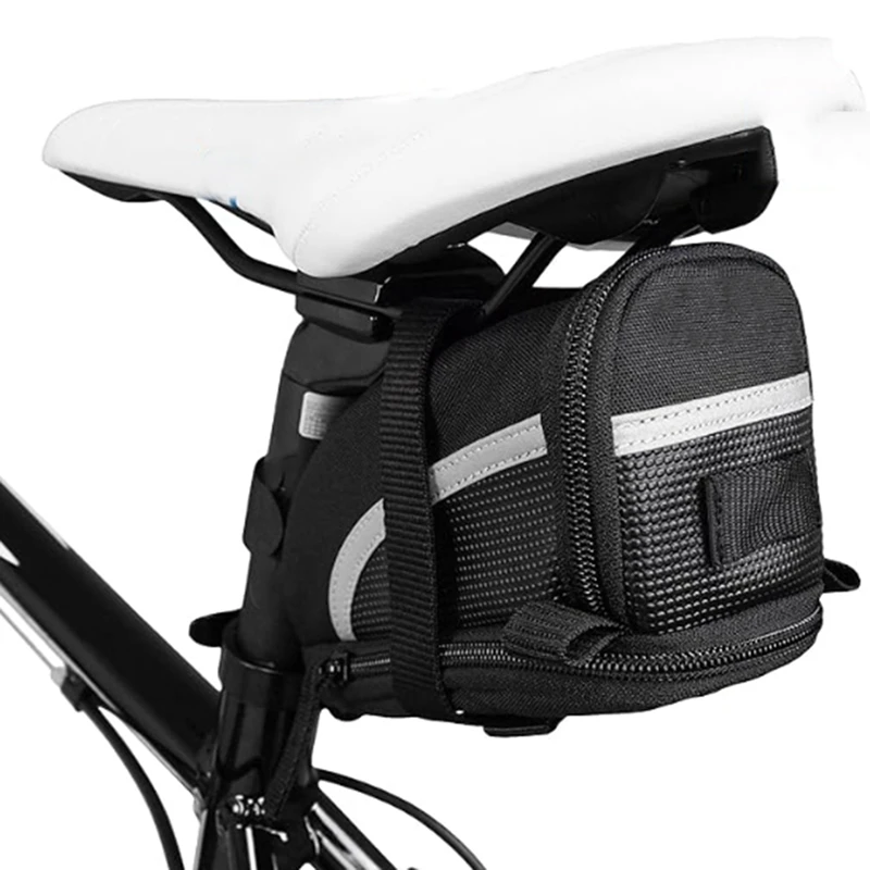 y67a sac de selle de vélo sac de siège à sangle réfléchissant et étanche pour les essentiels du cyclisme, le rangement du siège de vélo