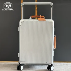 Imu-Valise de voyage à poignée large pour hommes et femmes, bagage à main, cadre en aluminium PC, valise à roulettes, 20, 24 Imu-Valise de voyage à poignée large pour hommes et femmes, bagage à main, cadre en aluminium PC, valise à roulettes, 20, 24