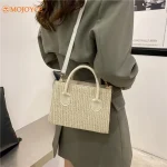 Sac à main en paille tissée pour femmes, sacoche solide, sangle ajustable, été 2024