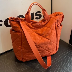 Sac fourre-tout matelassé pour femmes, sac à bandoulière léger et moelleux, grand sac à bandoulière rembourré, sacoche de voyage, sac de shopping d&rsquo;hiver