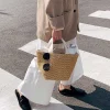sac à main Élégant en paille tissée pour femme, fourre tout de plage, décontracté, à poignée supérieure, à la mode, rétro, initié