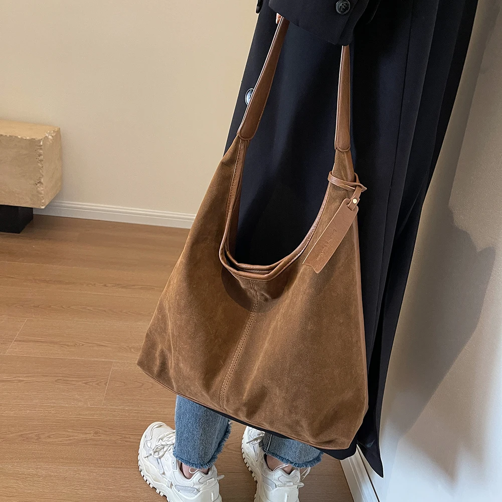 sac à main vintage pour femmes, sac à bandoulière, couleur unie, grande capacité, sacs de shopping, fourre tout pour dames, automne hiver