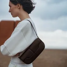 sac à bandoulière baguette en cuir véritable pour femmes, sac à main sous les bras, petit sac carré, nouvelle mode