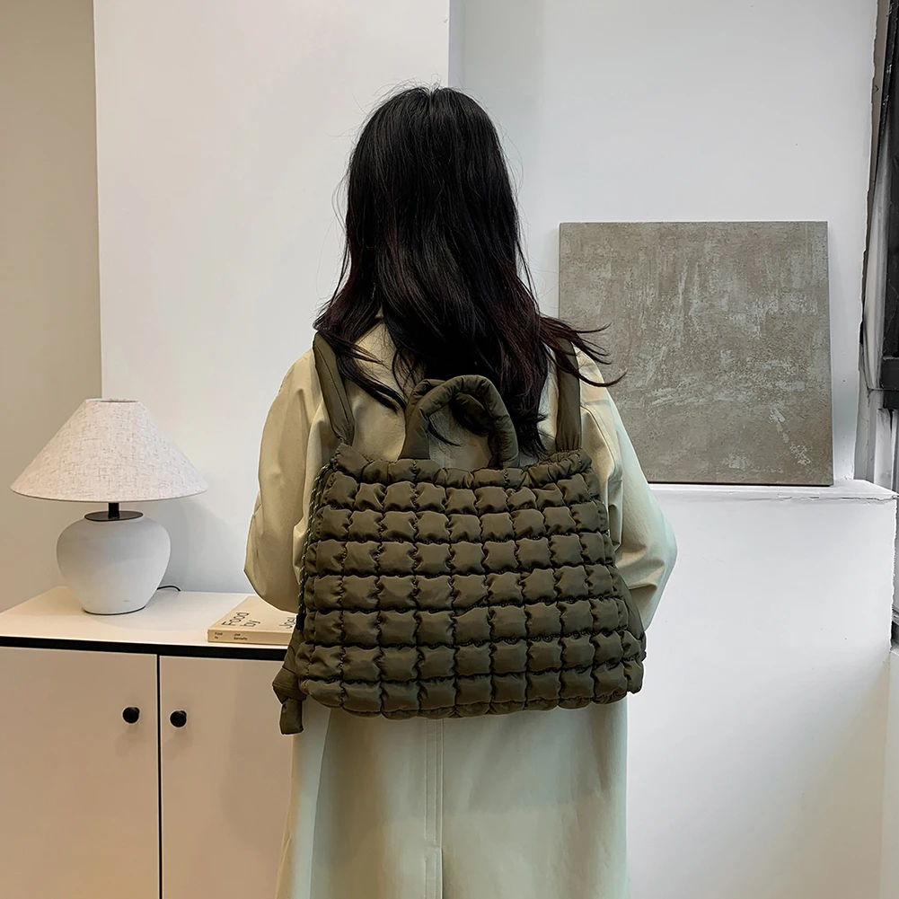 sac fourre tout matelassé pour femme, rembourré, initié, multi poches, sac à bandoulière, sac à main cartable, travail, voyage