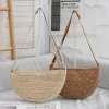 Sac à Main en Paille Tissé pour Femme, Bandoulière Hobo, Vacances d&rsquo;Été, Plage, ix, Poudres Sous les Bras, Sangle Réglable