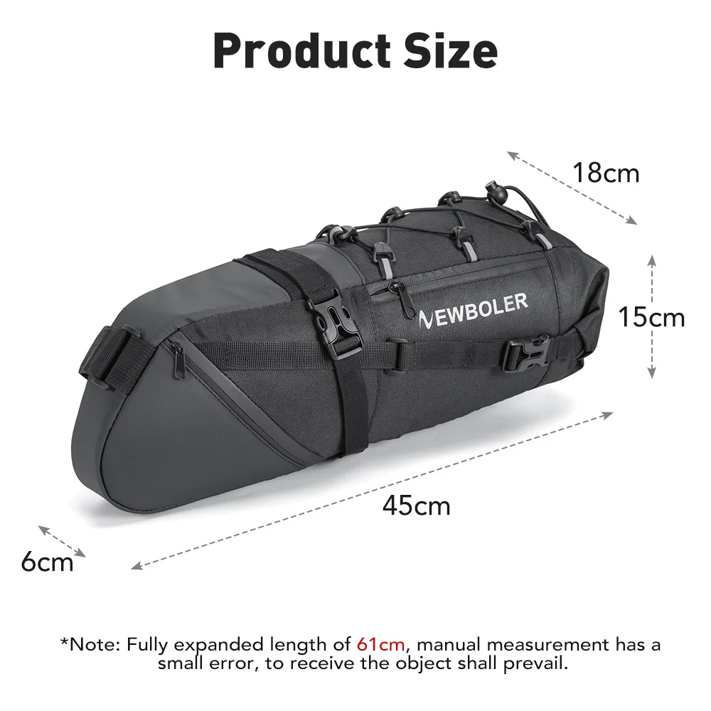 newboler sac de selle de vélo étanche vtt vélo de route 10l grande capacité sac de cyclisme pliable queue arrière sac coffre accessoires