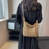 sac messager en ulde papier tissé à la main pour femmes, sacoche d'été tissée à la main, sac à bandoulière de plage tissé à la main, sacs à main à bandoulière, mode