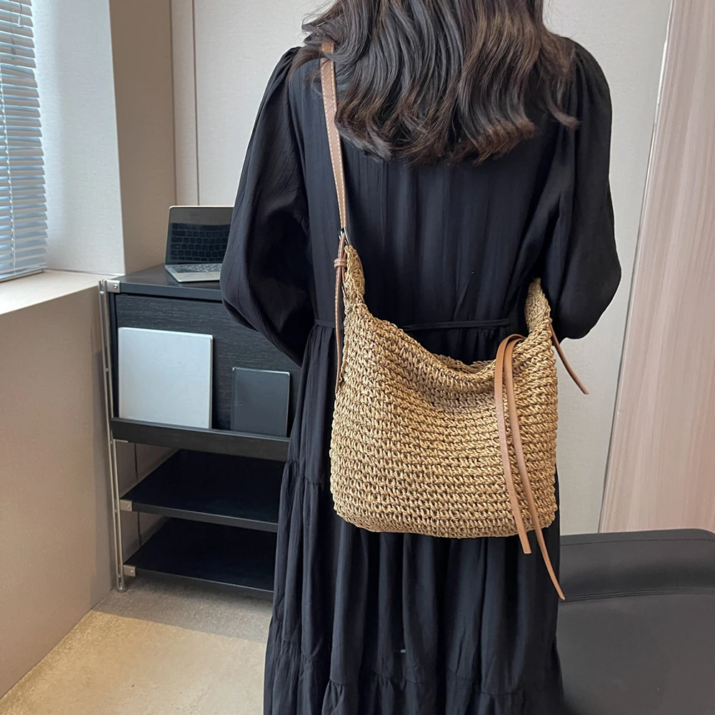 sac messager en ulde papier tissé à la main pour femmes, sacoche d'été tissée à la main, sac à bandoulière de plage tissé à la main, sacs à main à bandoulière, mode