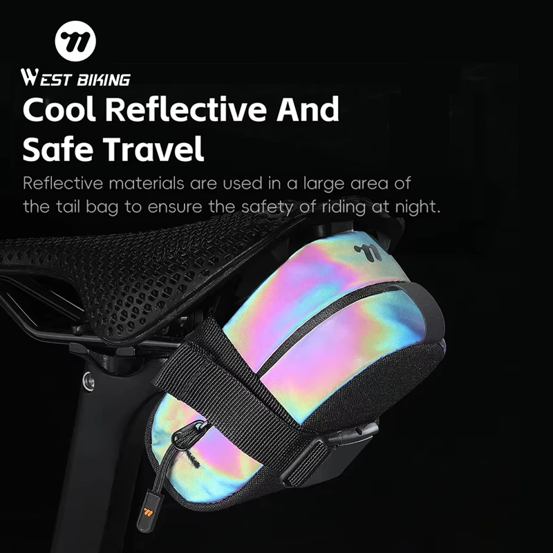 WEST BIKING – sac de selle de vélo réfléchissant, sac arrière de vélo de route et vtt, Mini sacs à outils arrière portables pour cyclisme, sacs de vélo légers WEST BIKING – sac de selle de vélo réfléchissant, sac arrière de vélo de route et vtt, Mini sacs à outils arrière portables pour cyclisme, sacs de vélo légers