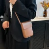 sacs à bandoulière carrés simples et élégants pour femmes, couleur unie, sac à bandoulière en cuir pu pour dames, pochette polyvalente et portable pour téléphone