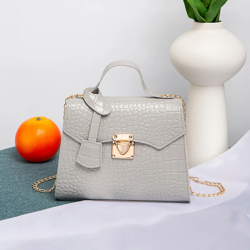 mini sac à main chic en relief crocodile pour femme, sac fourre tout design, sacs à main à fermeture à verrouillage torsadé, document solide