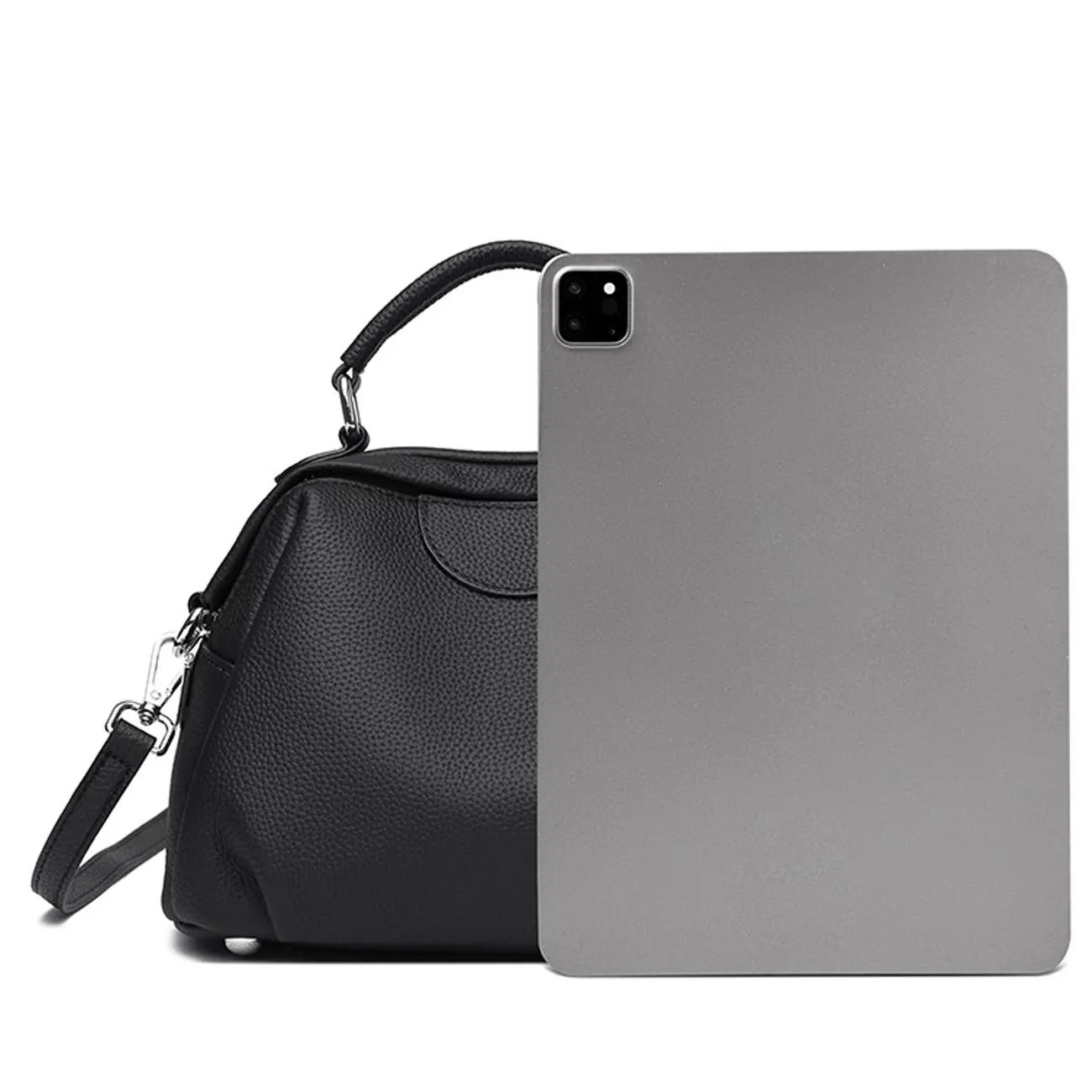 sac à main portable kaki pour femmes, sac hobo en cuir véritable, motif litchi, minimaliste, classique, poignée supérieure, bandoulière