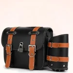 1 paire de sac de selle étanche en cuir PU, sac de moto de grande capacité, Design Cool avec sac de bouteille d&rsquo;eau, sac latéral de moto