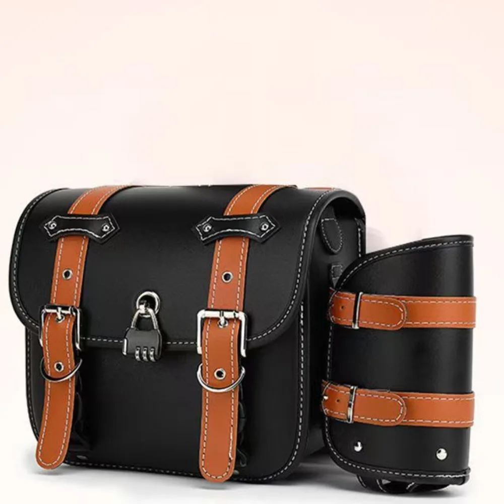 1 paire de sac de selle étanche en cuir PU, sac de moto de grande capacité, Design Cool avec sac de bouteille d’eau, sac latéral de moto 1 paire de sac de selle étanche en cuir PU, sac de moto de grande capacité, Design Cool avec sac de bouteille d’eau, sac latéral de moto