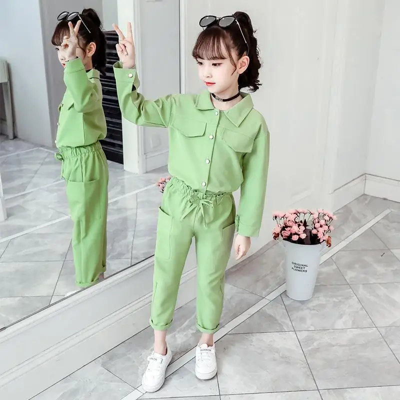 costumes à manches longues pour enfants, vêtements de printemps et d'automne pour filles, ensemble de sport pour enfants, document solide, fjkids 2, grands enfants, 12 ans