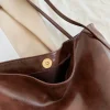 sac fourre tout en cuir pu souple pour femmes, pochette sous les bras, grande capacité, sac à bandoulière rétro, sac seau portable décontracté