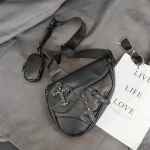 Sacs à bandoulière en cuir PU pour hommes, sac de dégager rivet, sac de poitrine à rabat initié, design de marque de luxe, mode hip hop