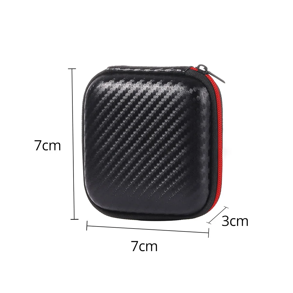 Étui de transport carré pour écouteurs, petit sac de rangement pour petit chargeur, sac portable pour stocker une clé usb et une carte sd (noir)