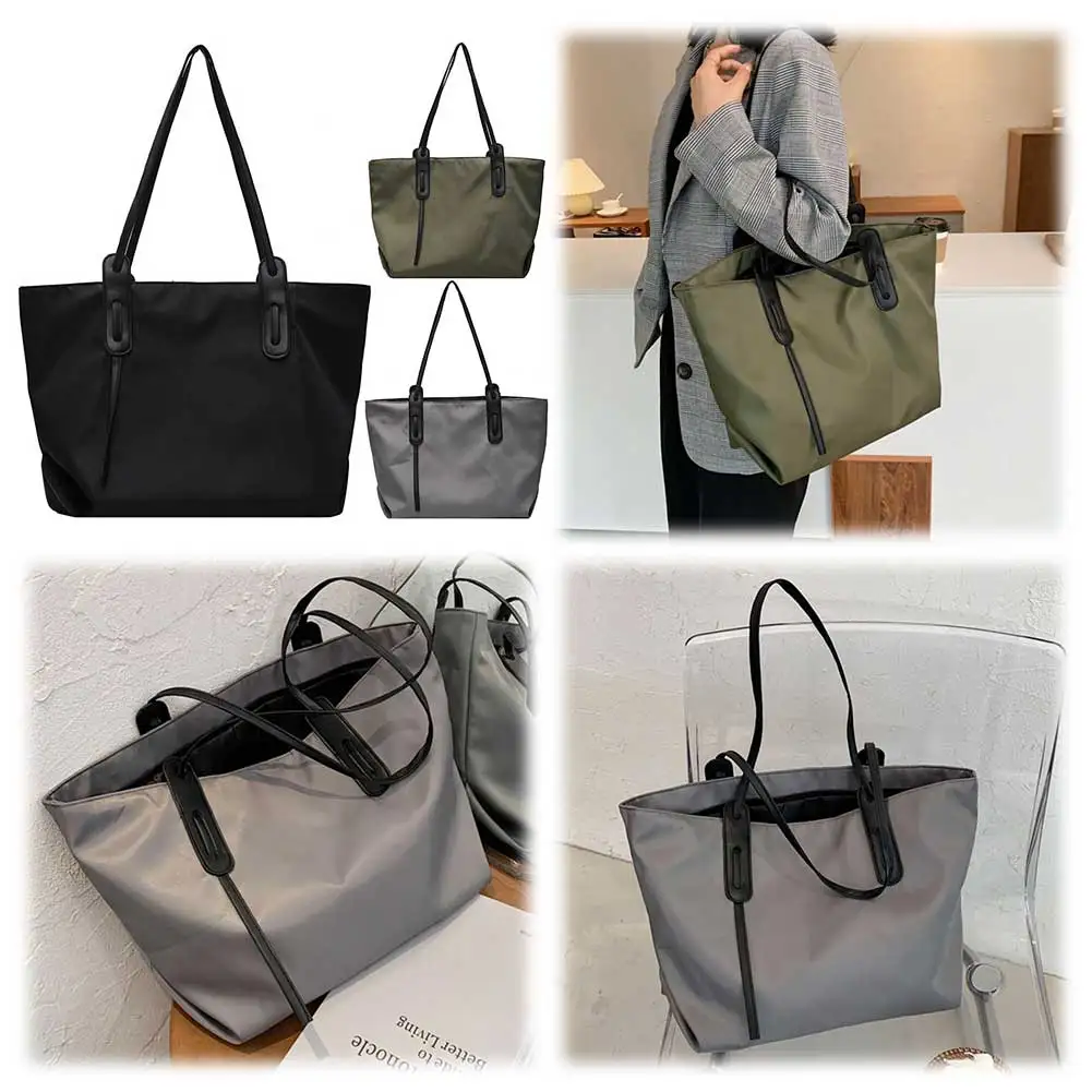 sac à main pour femmes en nylon grande capacité sac sous les bras avec fermeture éclair sacoche sac à main couleur unie pour le travail voyage shopping shopper sac