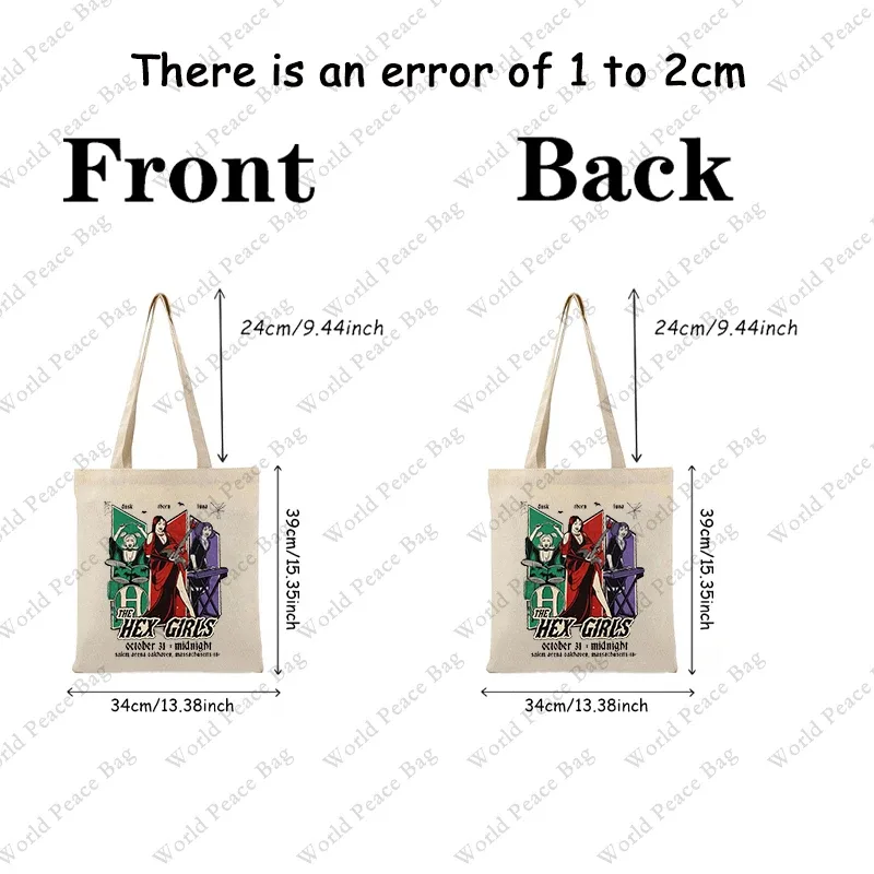 1 pièce Sac fourre-tout en toile à motif The Hex Girls Tour, sac à bandoulière pour les voyages et les trajets quotidiens, sac de shopping réutilisable pour femmes