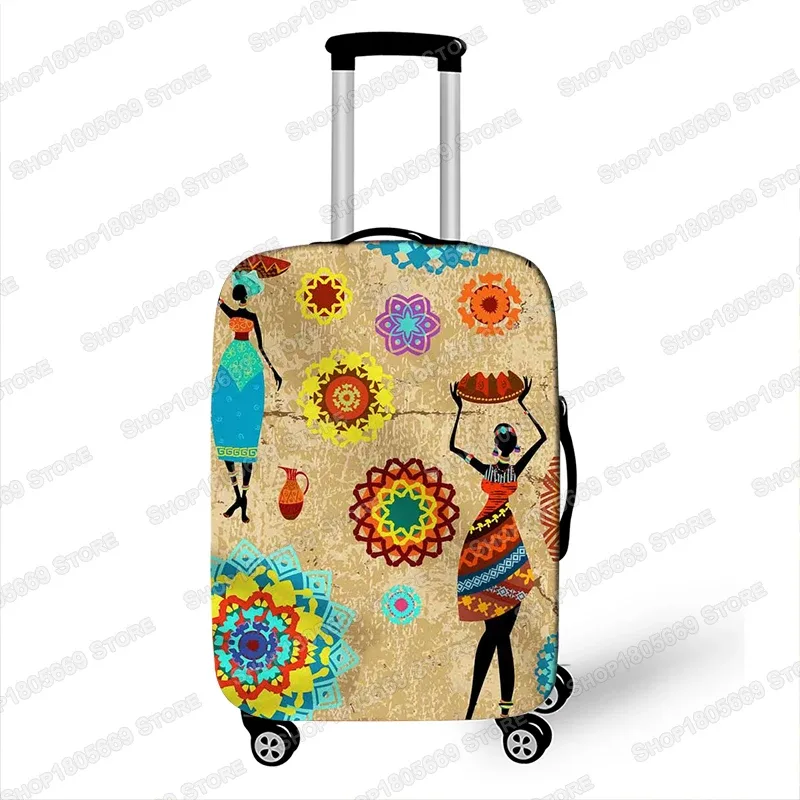 housse de bagage imprimée à motif afro pour voyage, housse de valise marron pour femmes africaines, housse de protection élastique pour chariot de voyage