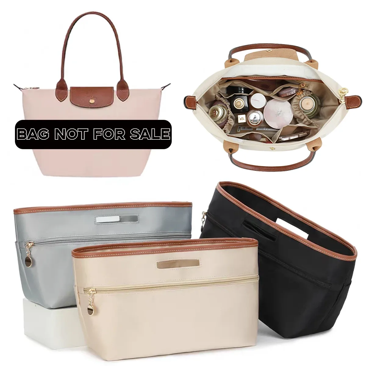 Organisateur de sac en Satin pour Longchamp, fourre-tout, organisateur de sac à main, sac à main, rangement Portable, doublure cosmétique, Support façonneur
