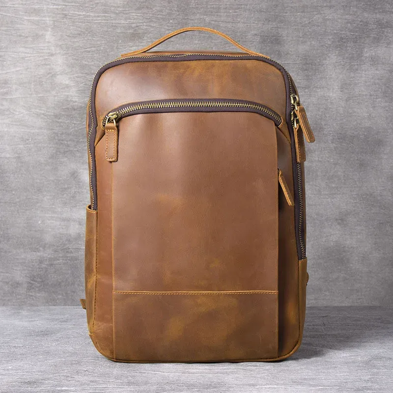 pndme vintage simple crazy horse peau de vache en cuir véritable hommes femmes sac à dos grande capacité sac à dos pour ordinateur portable sacs de voyage