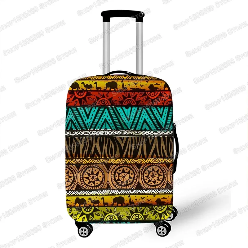 housse de bagage imprimée à motif afro pour voyage, housse de valise marron pour femmes africaines, housse de protection élastique pour chariot de voyage