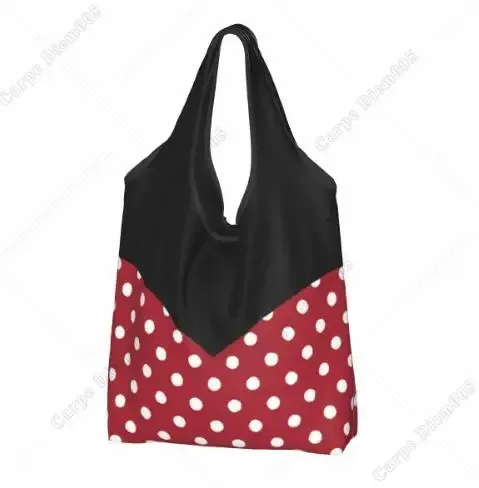 sac à provisions rick cartoon pour femme, sac fourre-tout pliable, sacs d'épicerie portables, respectueux de l'environnement, taille unique, pois, nœud