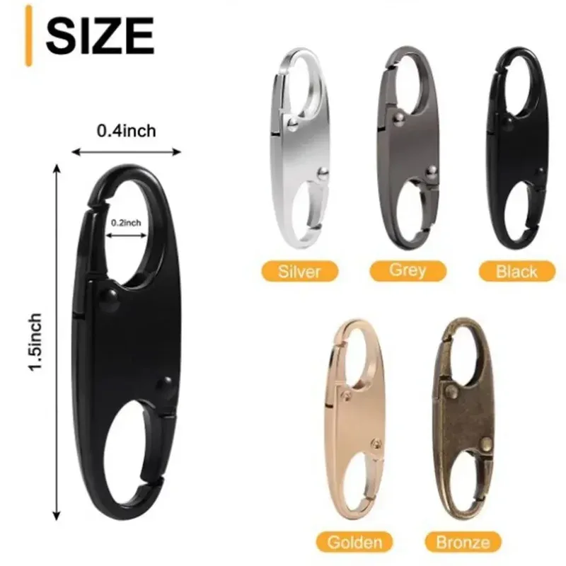 clip de verrouillage à fermeture éclair en alliage, nouveau mousqueton détachable en métal, remplacement de traction de fermeture éclair, sac antivol, accessoires pour valises, 1 à 10 pièces
