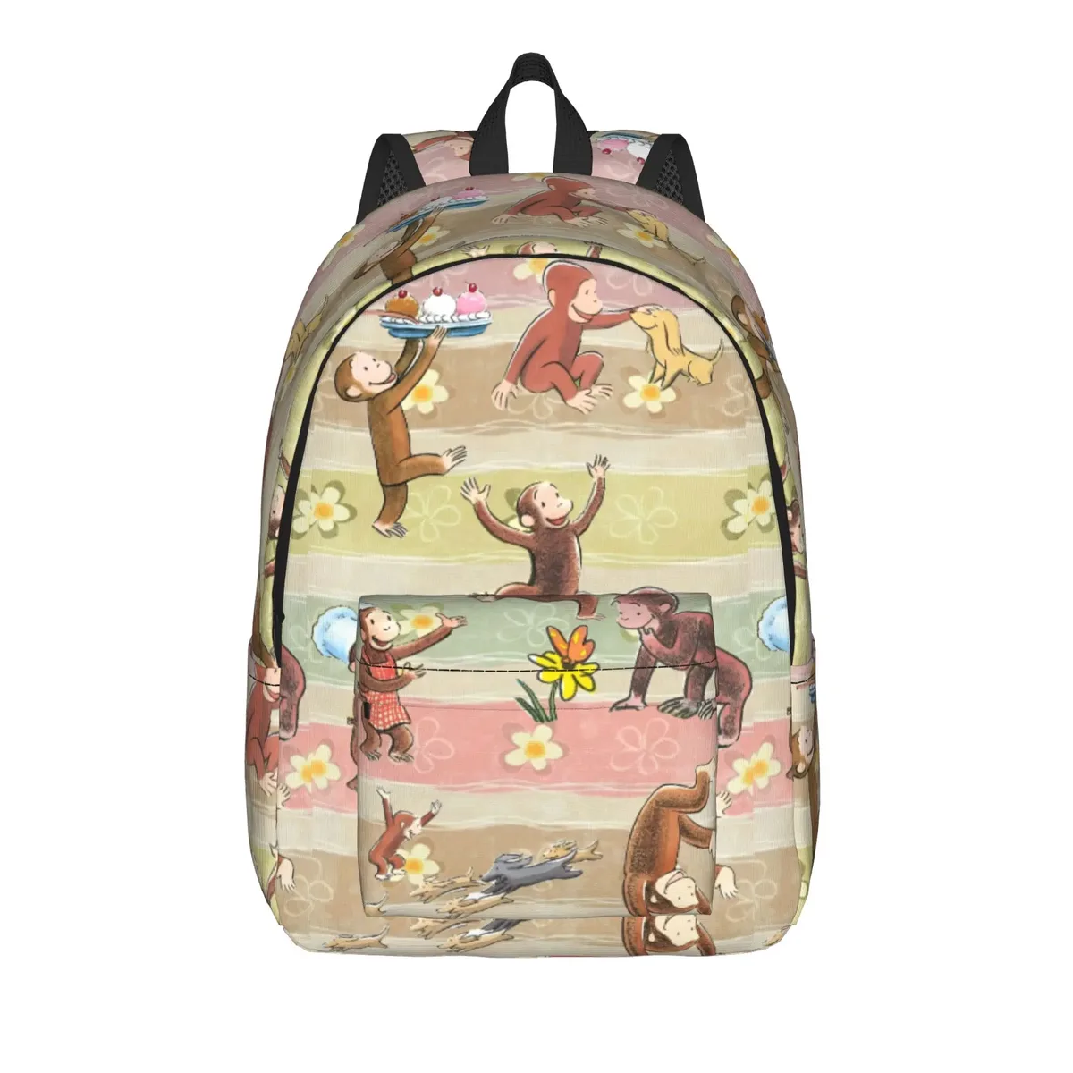 sac à dos curious george en toile pour hommes et femmes, sac à dos mignon pour étudiants, randonnée, voyage, collège, durable