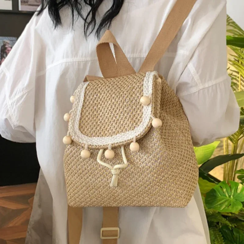 sac à dos tissé en paille personnalisé pour filles, cadeau d'anniversaire unique, sac à dos de plage, nom personnalisé, sac à dos de vacances